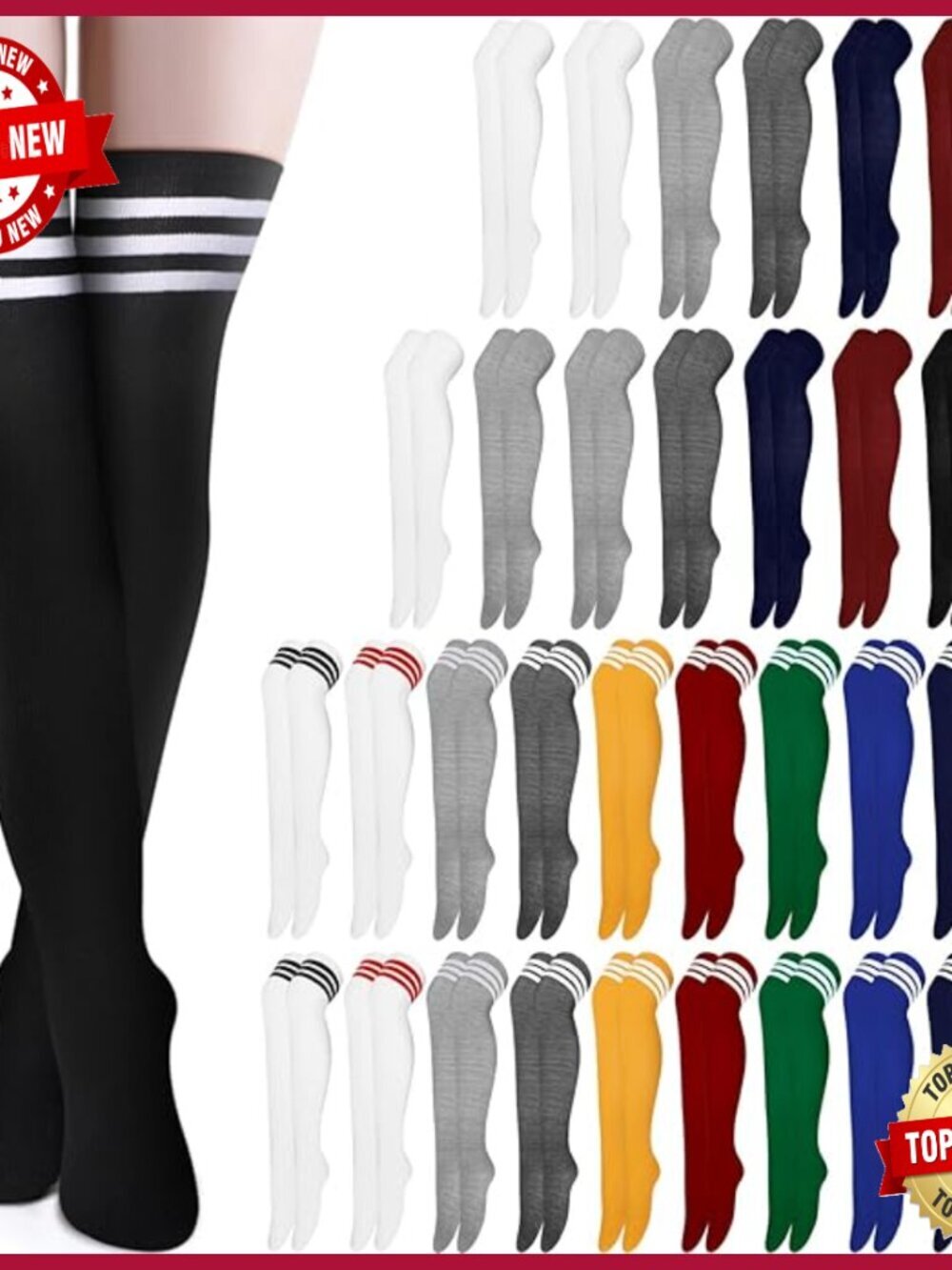 36 Pairs Thigh High Socks Over Knee Long Boot Stockings Women Daily Wear